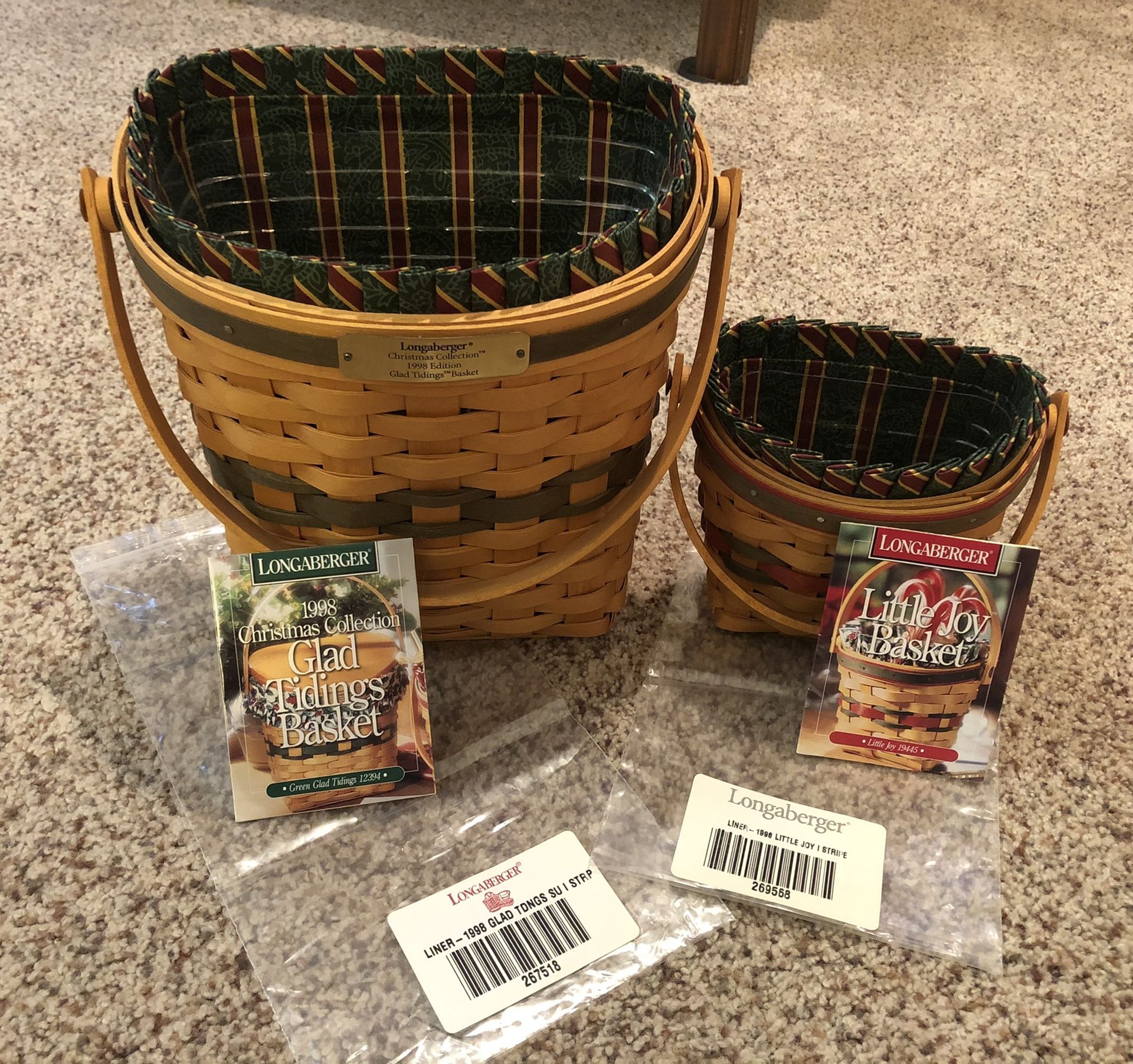 Longaberger Glad Tidings and Little Joy Christmas Baskets