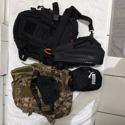 misc. bags, cross shoulder bags,  backpacks, 