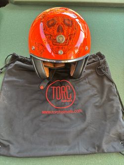 🧡💀Torc Orange Skull Helmet with Bag