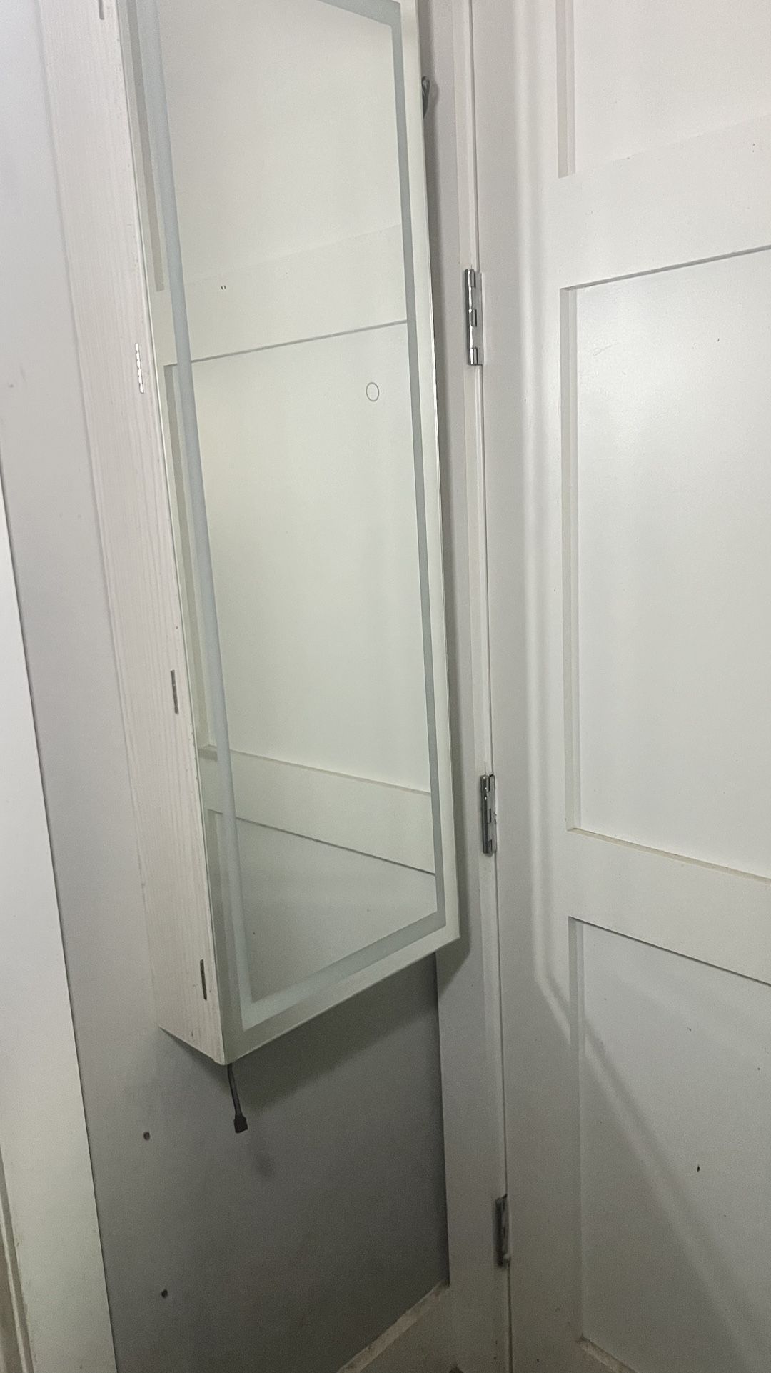 Jewelry Organizer Hanging Wall Mounted Jewelry Armoire,Full Length Mirror LED Lock Door Jewelry Cabinet with Best Intelligent Switch & Large Storage C