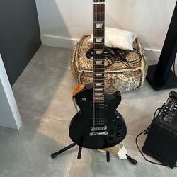 American Gibson Les Paul Studio Faded Black Solid Body Electric Guitar