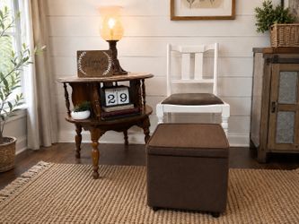 Moving Sale! Modern Farmhouse Accent Set – Antique Chair and Storage Footstool
