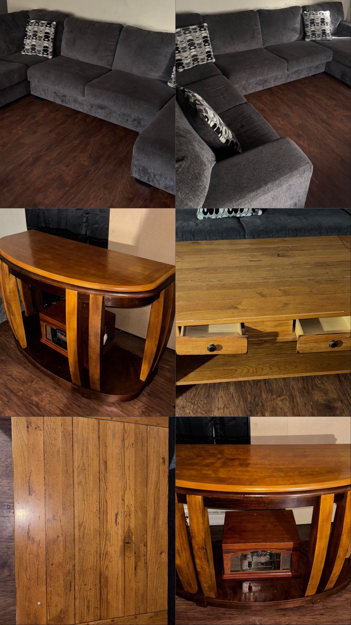 Full Sectional Couch + Tv Stand + Table W/ Drawers , Paid 3k For The Couch !