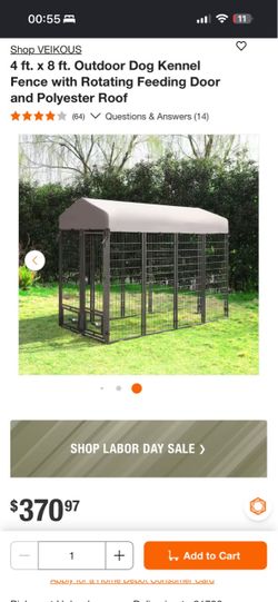 VEIKOUS 4x8 ft Outdoor Dog Kennel with Roof