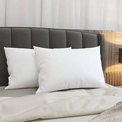 new Pack of 2 Feather and Down Alternative Pillows for Sleeping, Fill Soft Fiber Breathable Cotton Cover Hypoallergenic Queen Size (20 x 30 Inches) Pi
