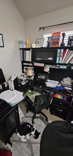Black L Shaped Desk With Upper Storage
