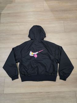 Nike SB Full Zip Hoodie Oversize Embroidered Skateboard Black Jacket HV0264