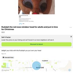 Rudolph The Red Nose Reindeer Head