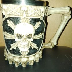 Ebros Large Skeletal Cross Bones Skull Beer Stein Drink Mug