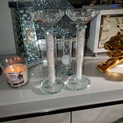 2 Beautiful Crystal Candle Holders 