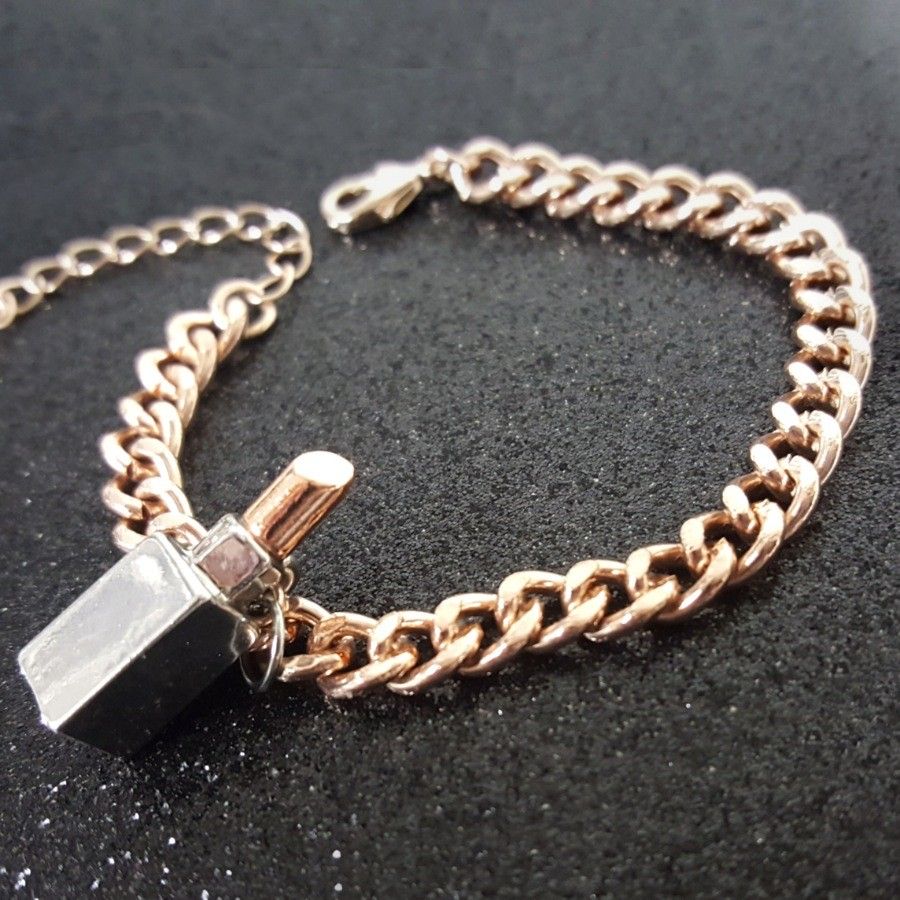 New Rose-Gold Lipstick Charm Bracelet