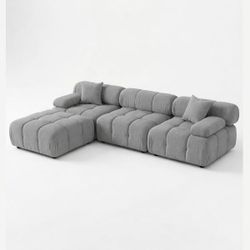 Munich New Bouclé Tufted Modular Sectional Sofa with Chaise - Beige & Dark Gray