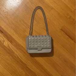 Victorias Secret Purse Grey w Silver Dot Stud Chain Crossbody Shoulder Purse