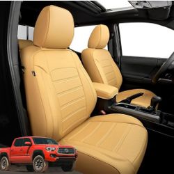 Toyota Tacoma Seat Covers 2016-2023, Waterproof Faux Leather Seat Cover Set, Fits for Tacom Crew/Double Cab Models, Premium Seat Covers Car Accessorie