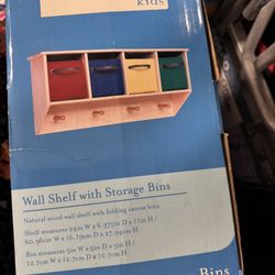 Wall Shelf With Colorful Storage Bins