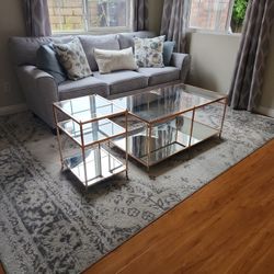 Rose Gold / Mirror Coffee Table And Side Table