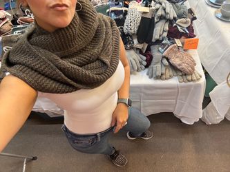 New Grey brown Knit Infinity Scarf