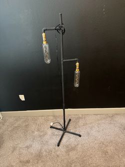Industrial Pipe Floor Lamp with Edison Bulbs