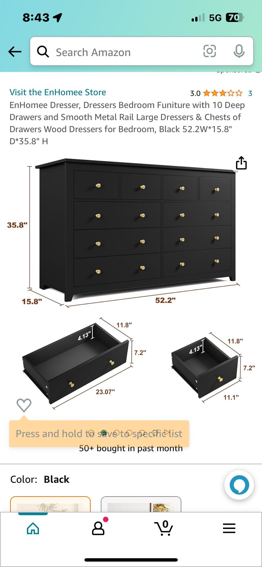 Brand new 10-drawer black dresser