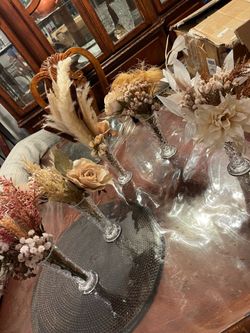 5 glass flowers decor
