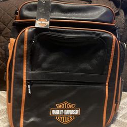 Harley Davidson book bag. Black Leather