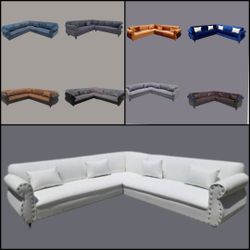 BRAND NEW 9x9ft SECTIONAL Couches Sofas , WHITE LEATHER, CUSTOM MADE AVAILABLE 