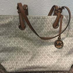 Michael Kors Cream Monogram Tote Bag