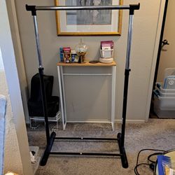 Adj Height Clothes Rack & Box of Hangers