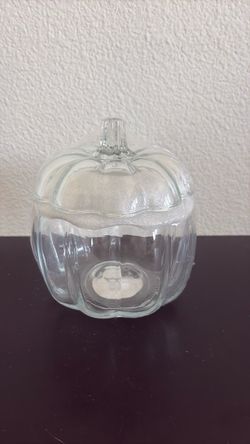 Target Bullseye Clear Glass Pumpkin Shaped Jar With Lid New Sealed Approx 6”