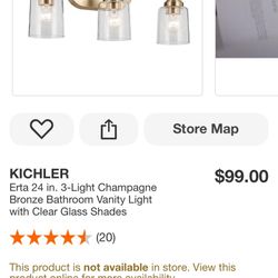 KICHLER Erta 24 in. 3-Light Champagne Bronze Bathroom Vanity Light with Clear Glass Shades