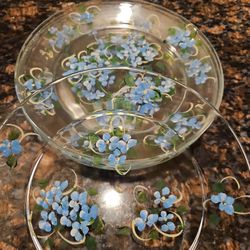 Arcoroc France Hand Painted Glass Dishes