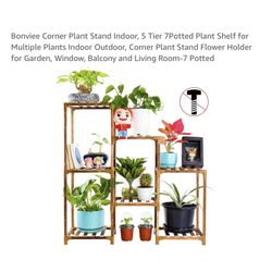 Corner Plant Stand Indoor, 5 Tier 7Potted Plant Shelf for Multiple Plants Indoor Outdoor, Corner Plant Stand Flower Holder for Garden, Window, Balcony