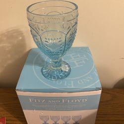 Nib Fritz And Floyd Trestle Aqua Goblet Set Of Four