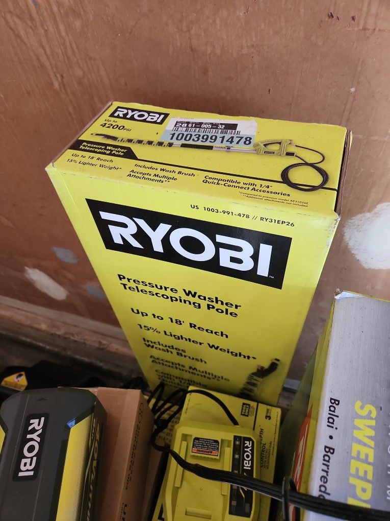 Brand New Ryobi In Sealed Box 18 ft. Extension Pole with Brush for Pressure Washer