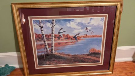 Large Beautiful vintage framed print