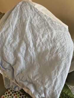 Pottery Barn Light Blue linen Crib Skirt