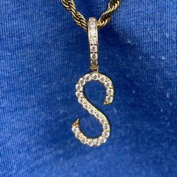 S Moissanite Gold Plated Pendant