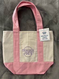 TRADER JOES MINI CANVAS TOTES - LAVENDER / PASTEL PINK available