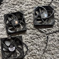3x 120mm PC Case Fans – Thermalright + Thermaltake – Working
