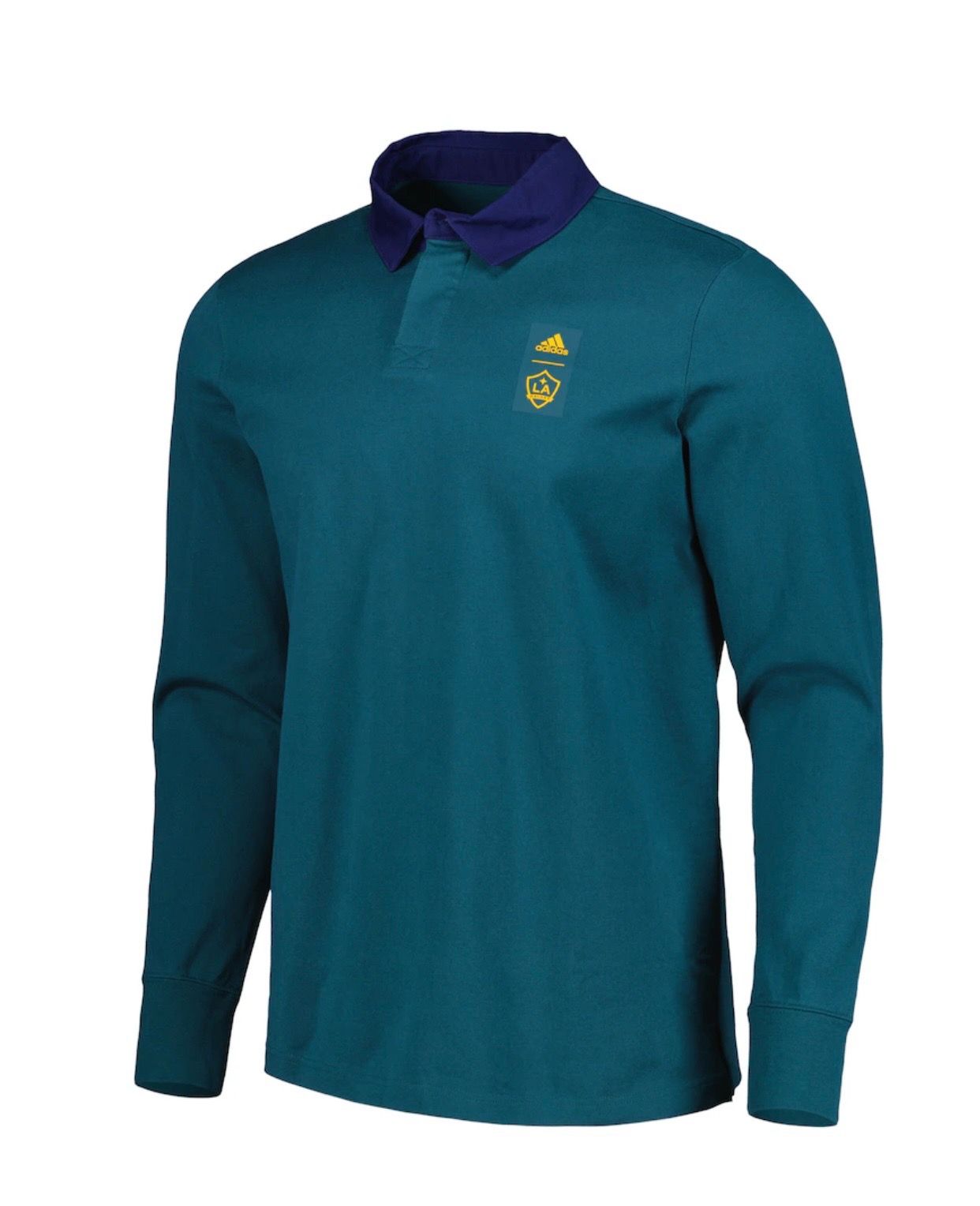 LA Galaxy adidas 2023 Player Travel Long Sleeve Polo - Green