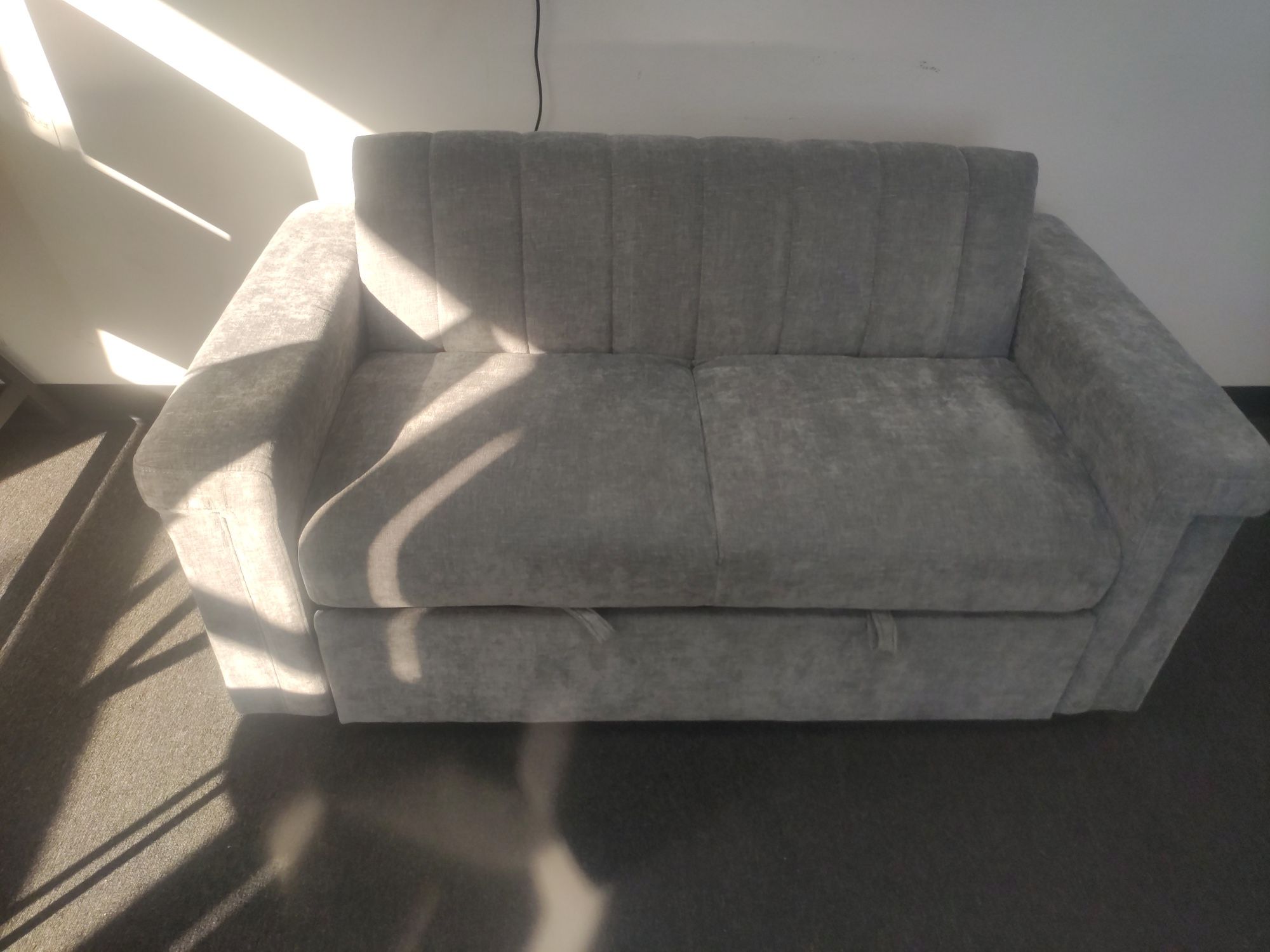 Sofa Bed Couch Futon - Soft Fabric - Gray 