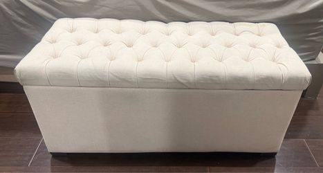 Cream Tufted Storage Ottoman Bench