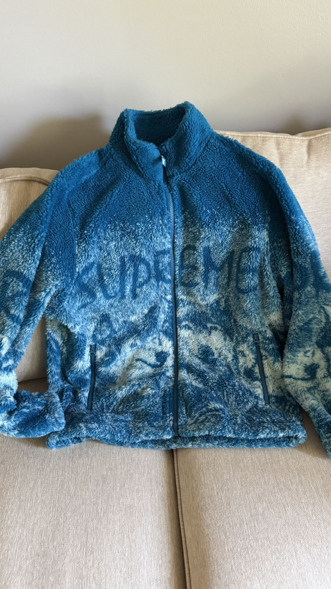 Supreme Wolf Fleece Jacket - Blue Totem Pole - Large