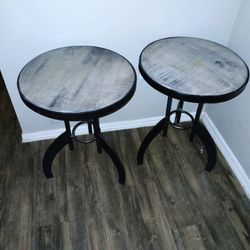 Pair Of Natural Iron Round Side Tables