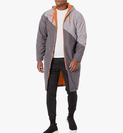 Speedo fleece lined parka Team Colors Bomber Jacket, Orange/Grey, Small US