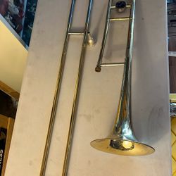 Vintage Brass Trombone With Case 