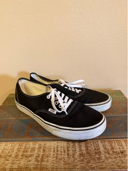Vans Authentic Classic Black & White Canvas Low-Top Shoes Size 11.5