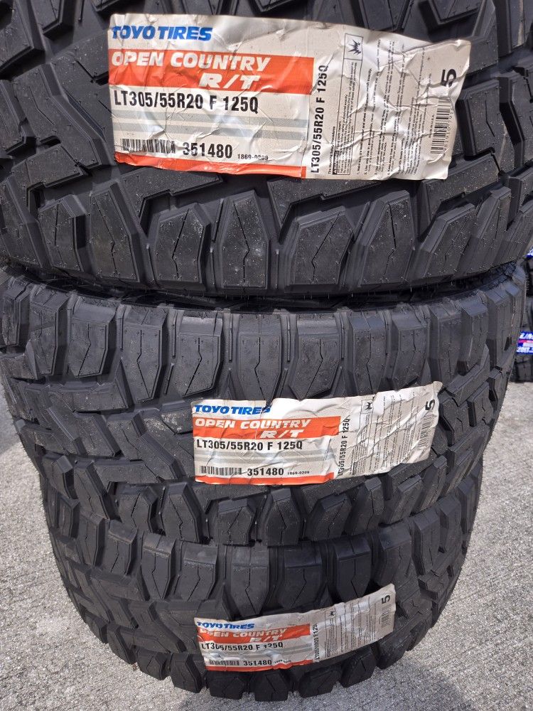 (4) 305/55r20 Toyo R/T Tires 305 55 20 Inch 33 RT A/T AT 12-ply F Rated