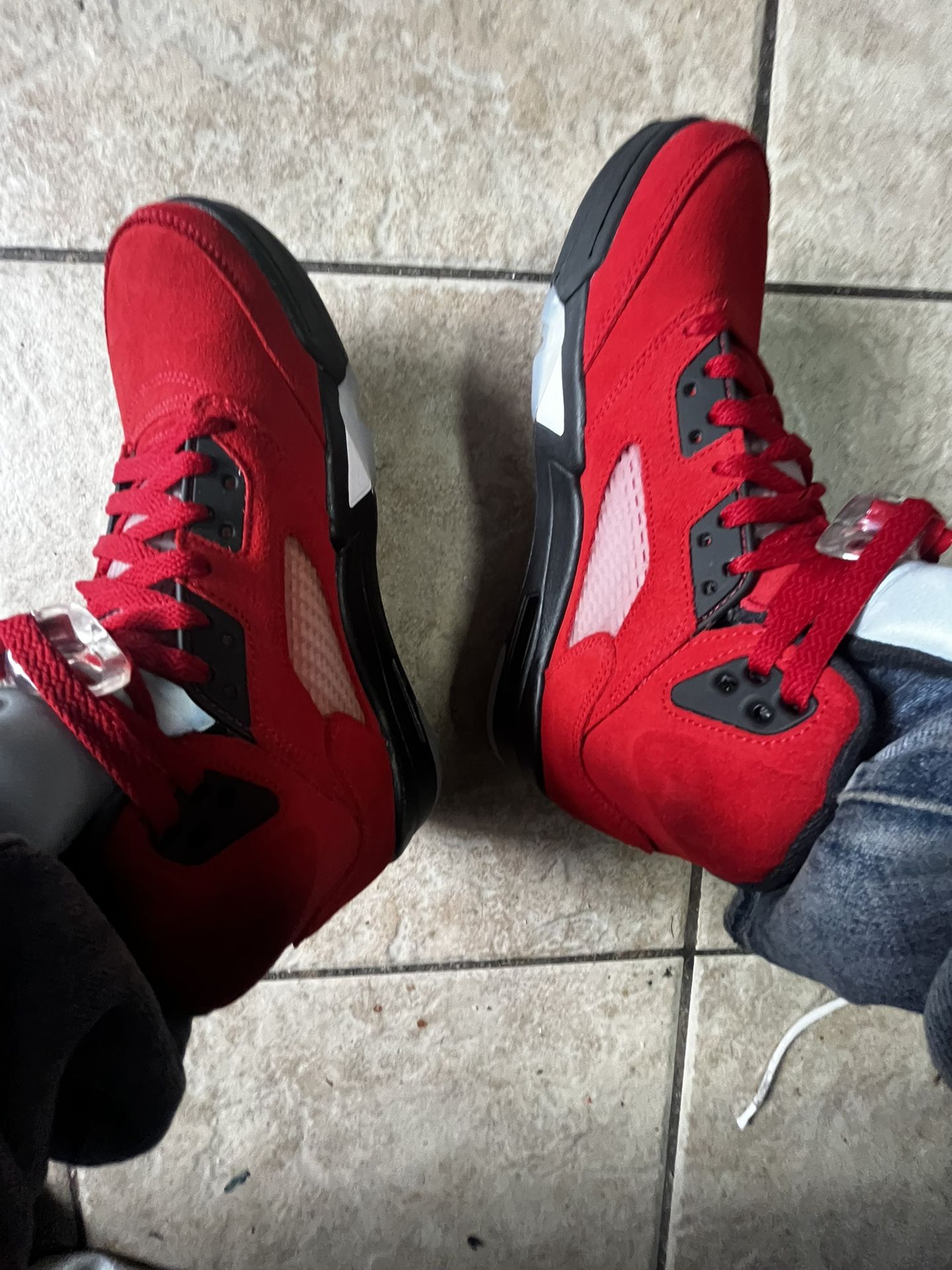 red Chicago Raging Bull 5s , Size 8.5 , Worn A Few Times Still In Perfect Condition 