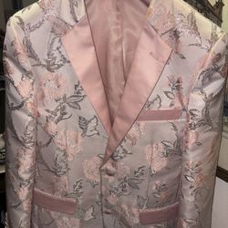Pink & Silver Floral Suit Jacket